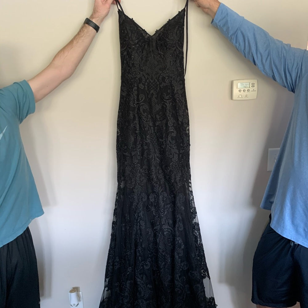 Stunning Full Length Black Lace Dress